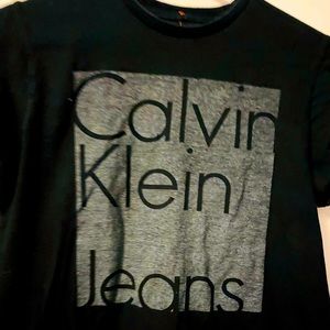 Calvin Klein Jeans Womens Logo Tee T-Shirt Black Size Large
